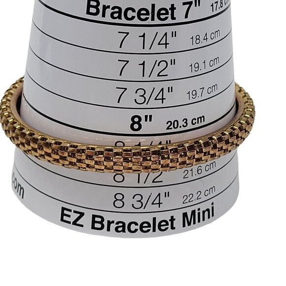 Bangle Bracelet Bronze Gold Weaved Scale Snake Texture Metal Layering Glam Gift - Picture 3 of 6